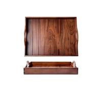 Square Walnut Breakfast Tray - 1-Piece Serving Tray with Double Handles for Tea, Snacks, Fruits & Dining Table - Elegant Storage Solution for Home & Kitchen