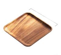 Square Walnut Wooden Tray, Walnut Tea Tray Japanese Style Wooden Coaster Dry Tea Serving For Display Fruit Snacks Appetizer Sushi Food Decor(B)