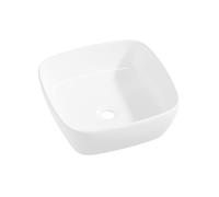 Square Washbasin by Eridanus, Rectangular Countertop Vessel Sink, Vitreous China Ceramic Basin in White Gloss Finish, Ideal for Lavatory Vanity, 400 x 400 x 140mm