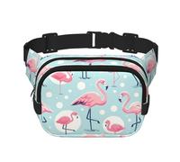 Square Watercolor-Flamingo Double-Layer Sport Fanny Pack Waist Pack Large Crossbody Waist Bag for Running Travel Walking