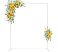 Square Wedding Arch Stand - 6.6x5 FT White Metal Arch for Ceremony, Bridal Shower, Birthday Party, Garden, Floral Wedding Arbor, Anniversary Event Decor