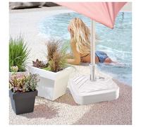 (Square White) 10/12L Round/Square Plastic Umbrella Parasol Base Stand Garden Sunshade Holder