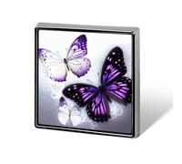 Square White Purple Butterflies Brooch Classic Mini Pin 0.7 Inch Aluminum Alloy Lapel Pin Personalized Button Badge for Backpack Hat Suit Jacket Clothing Decoration