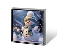Square Winter Snowman Lapel Pin Metal Brooch Personalized Novelty Pin Cute Button Badge Safety Pin Fashion Jewelry Accessories Gift for Clothes Hat Backpack Bag
