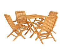 (square, with armrest) vidaXL Garden Dining Set Outdoor Table and Chairs 5 Piece Solid Wood Teak