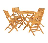 (square, with armrest) vidaXL Garden Dining Set Outdoor Table and Chairs 5 Piece Solid Wood Teak