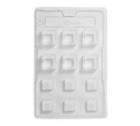 Square with Diagonal Lined Lid Chocolate Mould 12 Cavity