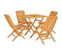 (square, without armrest) vidaXL Garden Dining Set Outdoor Table and Chairs 5 Piece Solid Wood Teak