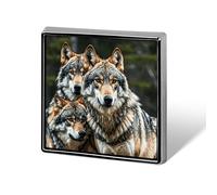 Square Wolves Wildlife Brooch Classic Mini Pin 0.7 Inch Aluminum Alloy Lapel Pin Personalized Button Badge for Backpack Hat Suit Jacket Clothing Decoration