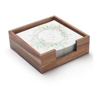 Square Wood Napkin Holder for Table, Wooden Flat Napkin Basket Tray for Kitchen Bathroom (19 x 19 x 6.5 cm)