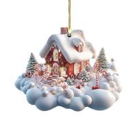 Square Wood Oak Open BO XD Eals Clear An Ce Christmas Pendant for Hanging, Christmas Pendant for Car, Hanging, Acrylic Christmas Decoration, Ceiling Heater Infrared Patio (C, 7 x 8 cm)