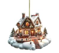 Square Wood Oak Open BO XD Eals Clear An Ce Christmas Pendant for Hanging, Christmas Pendant for Car, Hanging, Acrylic Christmas Decoration, Ceiling Heater Infrared Patio (E, 7 x 8 cm)