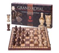 SQUARE - Wooden Chess Set GRAND ROYAL + 2 x Queens - 48 x 48 cm / 18.89 x 18.89 in - Chessboard & Chess Pieces - Great gift