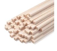 Square Wooden Dowel Rods, Balsa Wood Sticks, Balsa Wood Strips for Crafts, 50 PCS 1/4" x 12" Unfinished Wood Sticks for Crafting, Miniature Architectural Model Building Supplies, DIY Projects