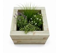 Square Wooden Garden Planter Box Pressure Treated Timber 35Cm X 35Cm X 23Cm Natural Green Finish