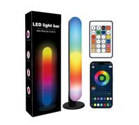 Square Wooden LED Desk Lamp | Solid Rubber Wood Ambient Light with Remote & App Control | Desktop Mood & Decorative Lighting for Home Office | Wooden Light Bar