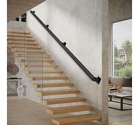 Square Wrought Iron Handrail for Stairs Complete Kit Indoor/Outdoor Railing for Steps Black Handrail for Home Corridor (Size: 1.8m)