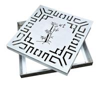 Square Yard Drain Grates Outdoor with Frame, Stainless Steel Manhole Cover with Removable Protective Net, for Lawn, Park(55x55x3cm/22x22x1in)