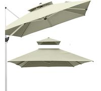 Square Yard Umbrella Canopy 3x3m Cantilever Umbrella Top Replacement Fabric 8 Ribs Patio Pool Offset Parasol Cloth SunShade Cover(Taupe,300cm (10') Double top)