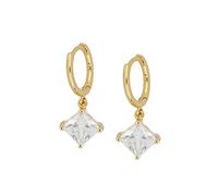 Square Zircon Pearl Real Hoop Earrings For Women Round Piercing Earring Jewelry Pendientes