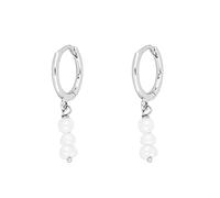 Square Zircon Pearl Real Hoop Earrings For Women Round Piercing Earring Jewelry Pendientes