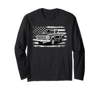 Squarebody Truck Classic Pick Up Truck Men USA Flag Long Sleeve T-Shirt