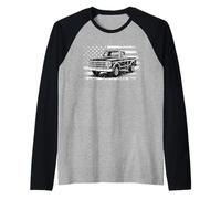 Squarebody Truck Classic Pick Up Truck Men USA Flag Raglan Baseball Tee