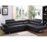 SquareBoxx Altura Leather Right-Hand Corner Sofa with Adjustable Headrests in Black SquareBoxx Black