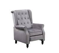 SQUAREBOXX Antwerp Velvet Pushback Recliner Wingback Armchair in Grey - Grey