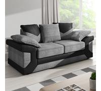 SquareBoxx Arlo Corded Fabric Sofa with Leather-Effect Arms 2 Seater in Grey SquareBoxx Grey