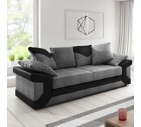 SquareBoxx Arlo Corded Fabric Sofa with Leather-Effect Arms 3 Seater in Grey SquareBoxx Grey