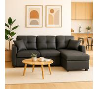 SquareBoxx Astoria 3 Seater L Shape Convertible Pullout SofaBed with Deep Storage in Black SquareBoxx Black