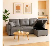 SquareBoxx Astoria 3 Seater L Shape Convertible Pullout SofaBed with Deep Storage in Grey SquareBoxx Grey