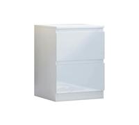 SQUAREBOXX Carlton 2 Drawer Bedside Table Cabinet in Gloss White - White