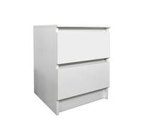 SQUAREBOXX Carlton 2 Drawer Bedside Table Cabinet in Matt White - White