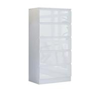 SQUAREBOXX Carlton 5 Drawer Cabinet in Gloss White - White