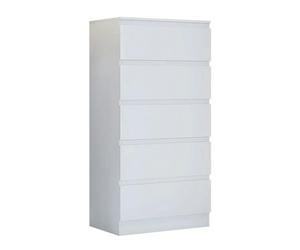 SQUAREBOXX Carlton 5 Drawer Cabinet in Matt White - White