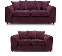 SQUAREBOXX Dylan Chenille 3+2 Seater Fabric Sofa in Aubergine - 3 Seater & 2 Seater Set