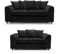 SQUAREBOXX Dylan Chenille 3+2 Seater Fabric Sofa in Black - 3 Seater & 2 Seater Set