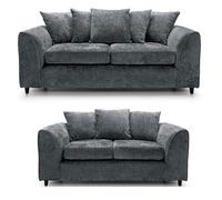 SQUAREBOXX Dylan Chenille 3+2 Seater Fabric Sofa in Grey - 3 Seater & 2 Seater Set
