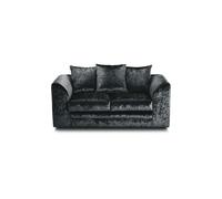 SQUAREBOXX Dylan Crushed Velvet 3+2 Seater Fabric Sofa in Black - 2 Seater