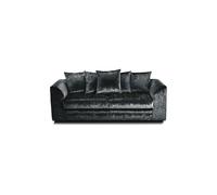 SQUAREBOXX Dylan Crushed Velvet 3+2 Seater Fabric Sofa in Black - 3 Seater