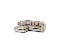 SQUAREBOXX Dylan Crushed Velvet 4 Seater Fabric Corner Sofa in Mink - Left Hand Corner