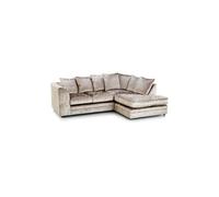 SQUAREBOXX Dylan Crushed Velvet 4 Seater Fabric Corner Sofa in Mink - Right Hand Corner