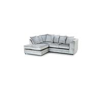 SQUAREBOXX Dylan Crushed Velvet 4 Seater Fabric Corner Sofa in Silver - Left Hand Corner