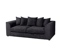 SQUAREBOXX Dylan Jumbo Cord 3+2 Seater Fabric Sofa in Black - 3 Seater