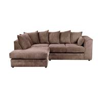 SQUAREBOXX Dylan Jumbo Cord 4 Seater Fabric Corner Sofa in Chocolate - Left Hand Corner