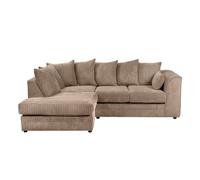 SQUAREBOXX Dylan Jumbo Cord 4 Seater Fabric Corner Sofa in Coffee - Left Hand Corner