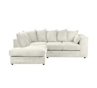 SQUAREBOXX Dylan Jumbo Cord 4 Seater Fabric Corner Sofa in Cream - Left Hand Corner