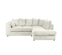 SQUAREBOXX Dylan Jumbo Cord 4 Seater Fabric Corner Sofa in Cream - Right Hand Corner